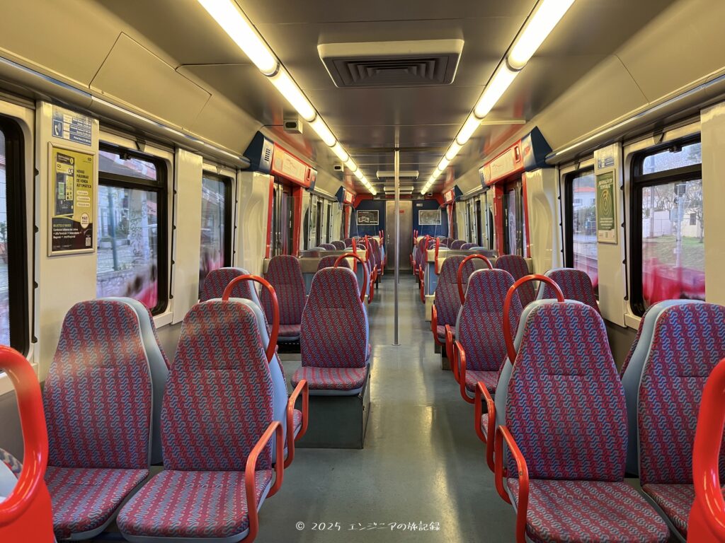 リスボンからシントラへ行く電車の中の様子