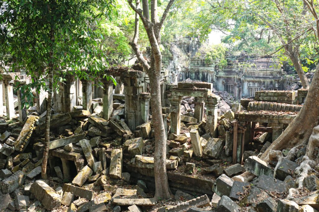 自然と一体化しているシェムリアップ郊外にあるベンメリア遺跡