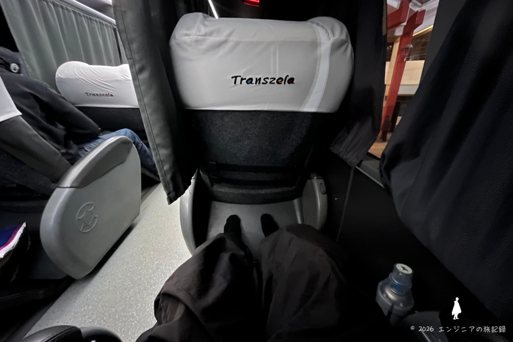 Transzelaバス車内の座席