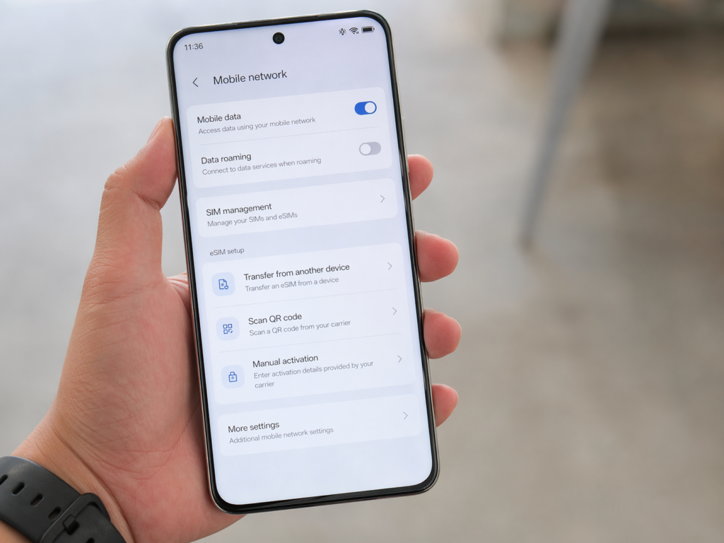 eSIM対応スマホのモバイル通信設定画面