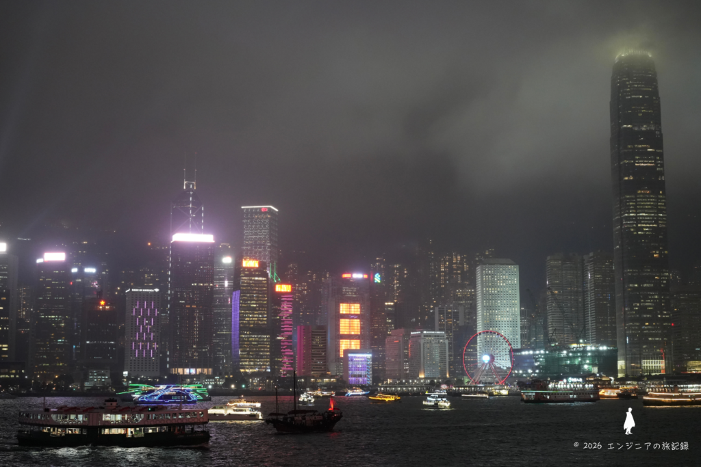 九龍公共埠頭から見た香港島の夜景
