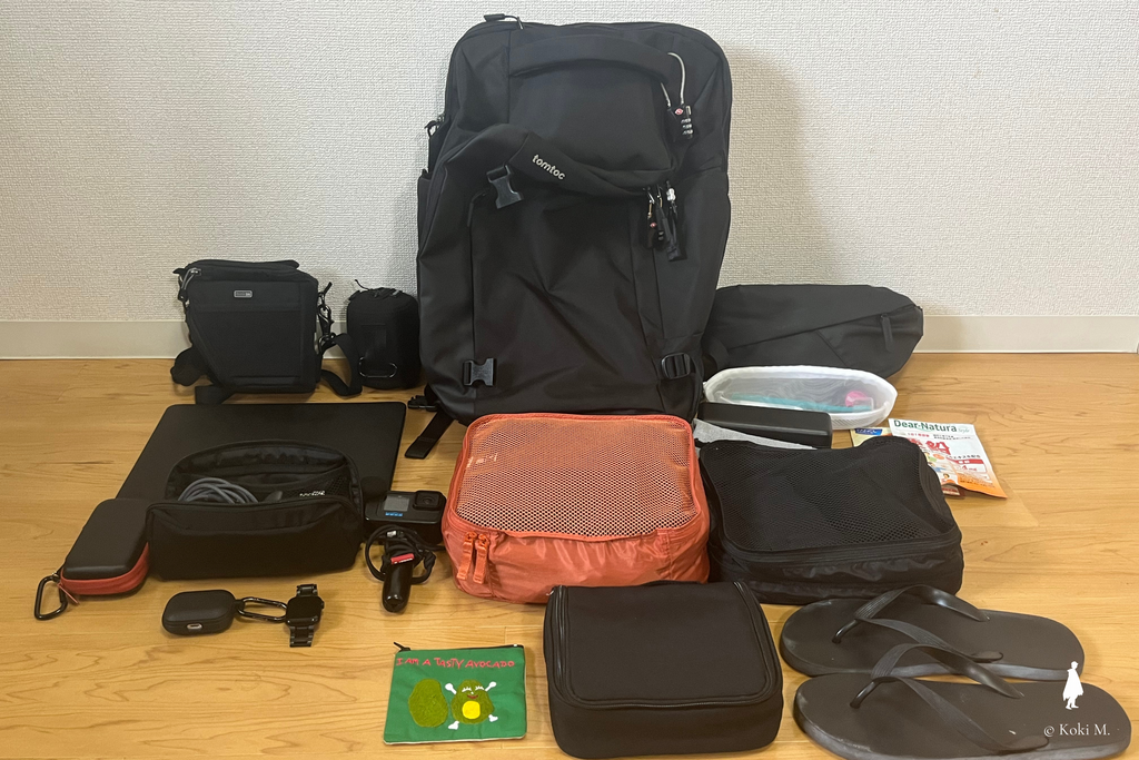 tomtoc Navigator-T66 40Lで2週間の海外旅行をした時の荷物